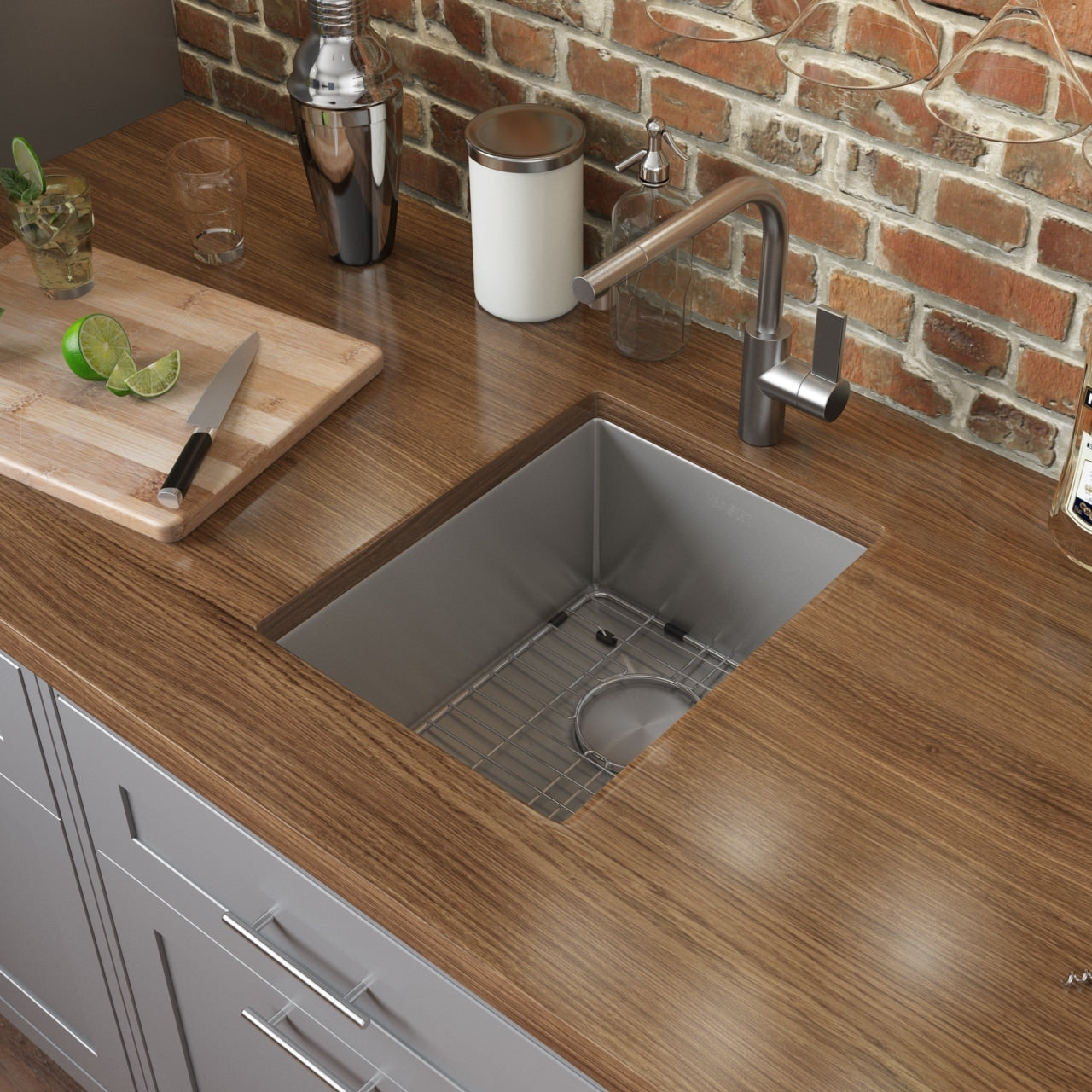 Ruvati 14 Inch Undermount 16 Gauge Tight Radius Bar Prep Sink Stainless Steel Single Bowl Rvh7114