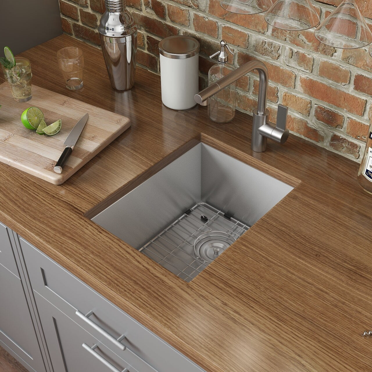 Ruvati 14 Inch Undermount 16 Gauge Zero Raduis Bar Prep Kitchen Sink Stainless Steel Single Bowl Rvh7110