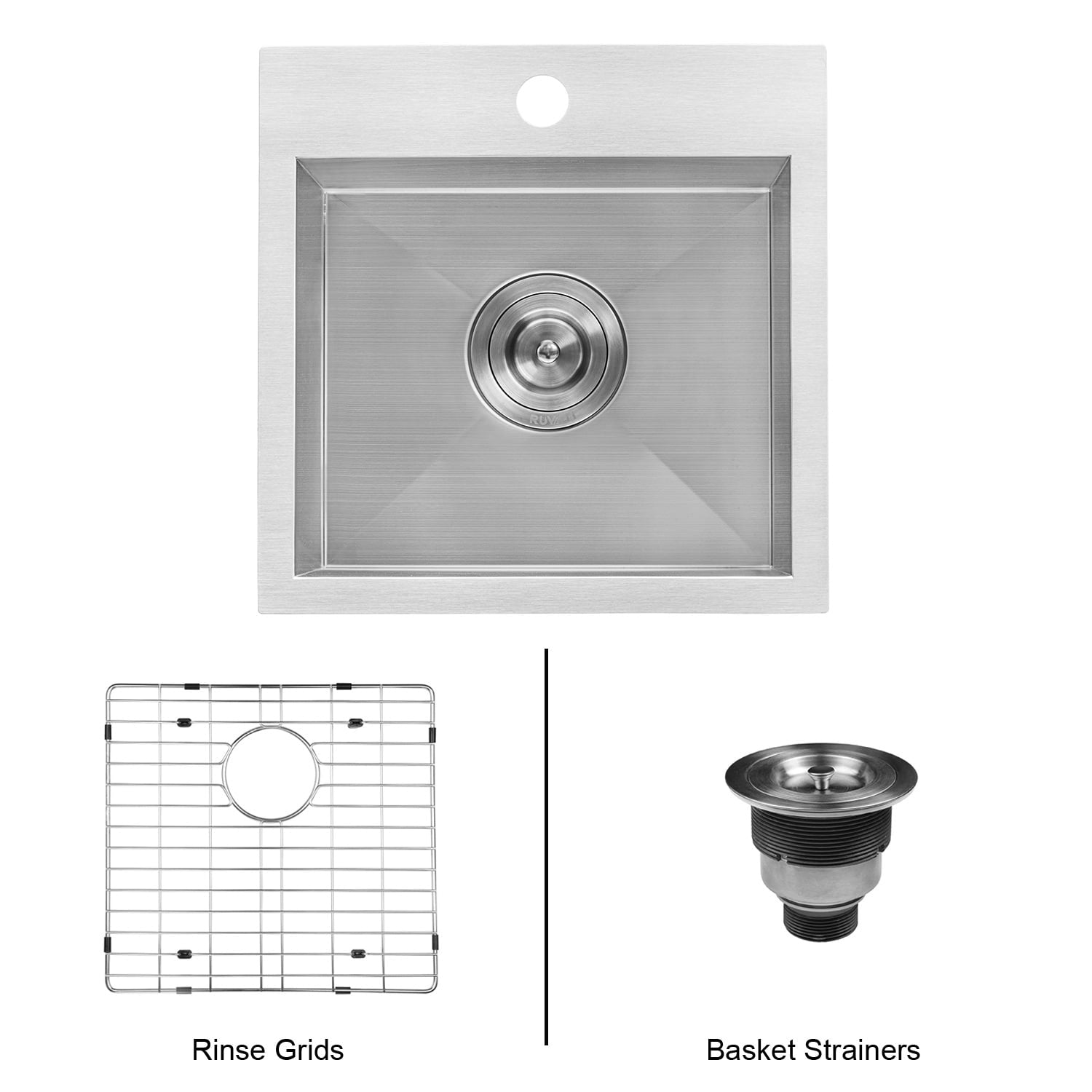 Ruvati 15 X 15 Inch Drop In Topmount Bar Prep Sink 16 Gauge Stainless Steel Single Bowl Rvh8115