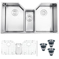 Ruvati 35 Triple Bowl Undermount 16 Gauge Stainless Steel Kitchen Sink Rvh8500