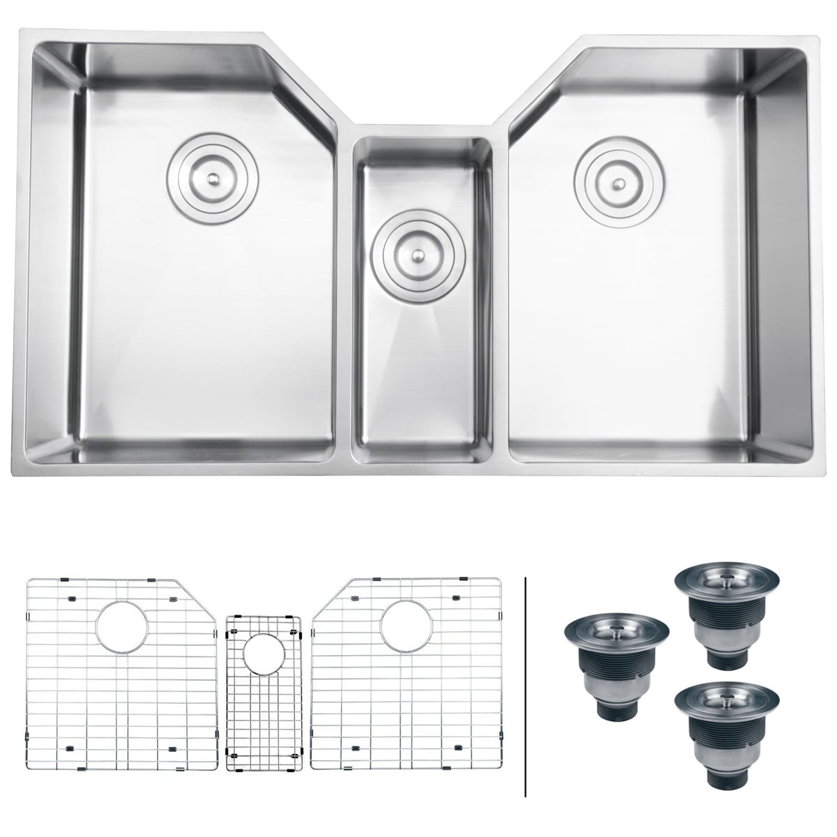 Ruvati 35 Triple Bowl Undermount 16 Gauge Stainless Steel Kitchen Sink Rvh8500