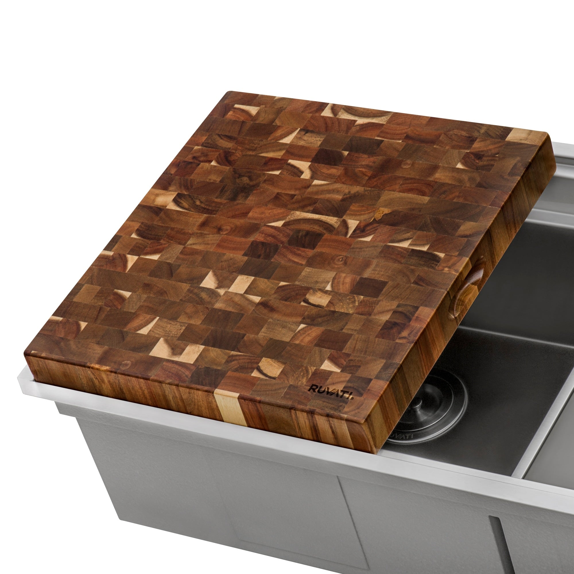 Ruvati 17 X 16 X 2 Inch Thick End Grain Acacia Butcher Block Solid Wood Large Cutting Board Rva2445Aca