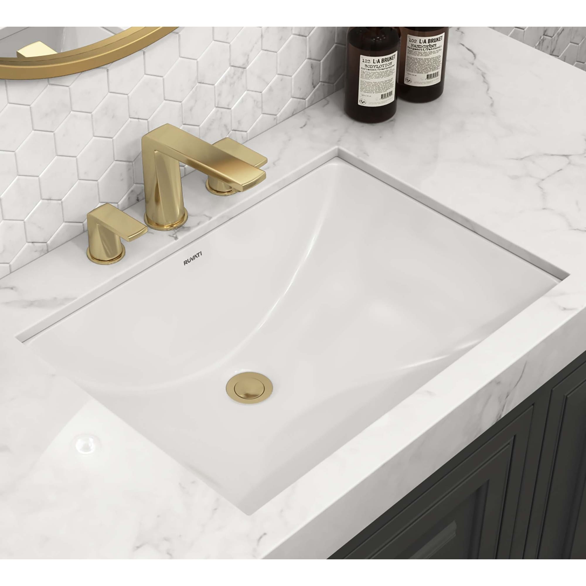 Ruvati 18 X 13 Inch Undermount Bathroom Vanity Sink White Rectangular Porcelain Ceramic With Overflow Rvb0718