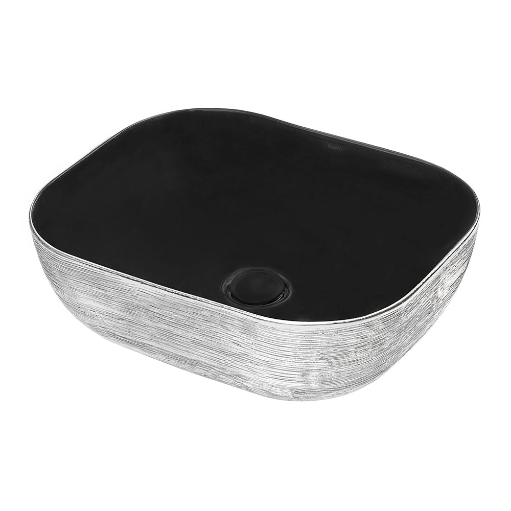 Ruvati 20 X 16 Inch Bathroom Vessel Sink Silver Decorative Art Above Vanity Counter Black Ceramic Rvb2016Bs 9 X 12