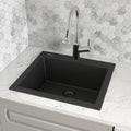 Ruvati 22 X 20 Inch Epigranite Dual Mount Granite Composite Single Bowl Kitchen Sink Midnight Black Rvg1022Bk