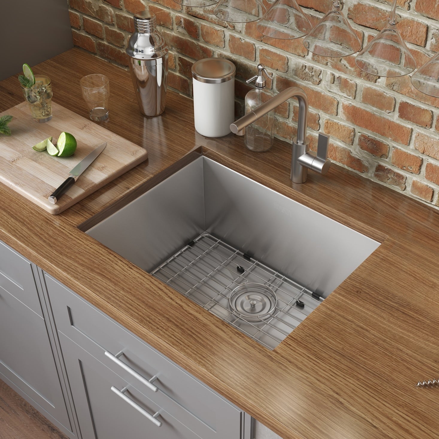 Ruvati 23 Inch Undermount 16 Gauge Zero Radius Kitchen Sink Stainless Steel Single Bowl Rvh7100