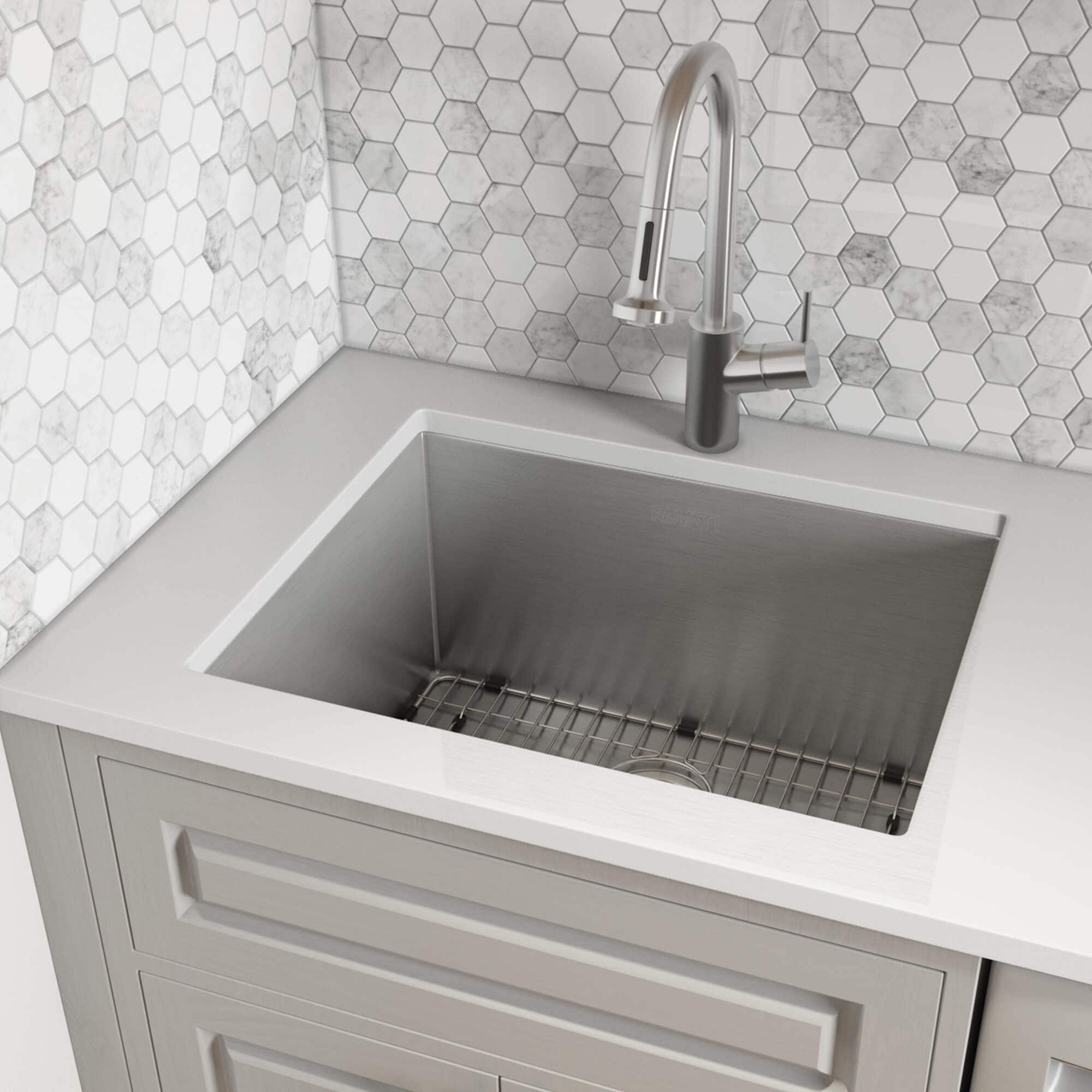 Ruvati 23 X 18 X 12 Deep Laundry Utility Sink Tight Radius Undermount 16 Gauge Stainless Steel Rvu6125