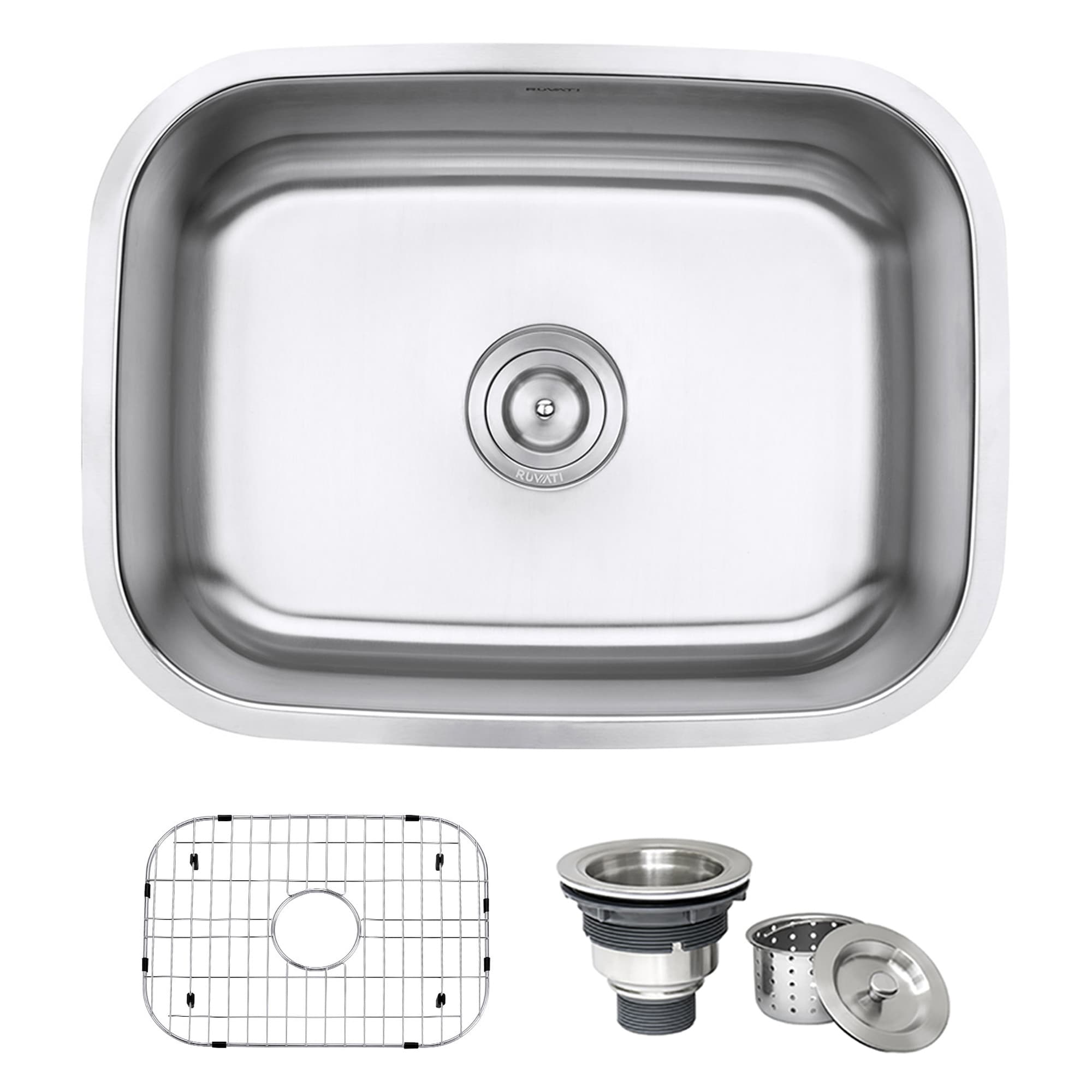 Ruvati 24 Inch Undermount 16 Gauge Stainless Steel Kitchen Sink Single Bowl Rvm4132