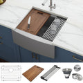 Ruvati 24 Inch Apron Front Workstation Farmhouse Kitchen Sink 16 Gauge Stainless Steel Single Bowl Rvh9020 8 X 11