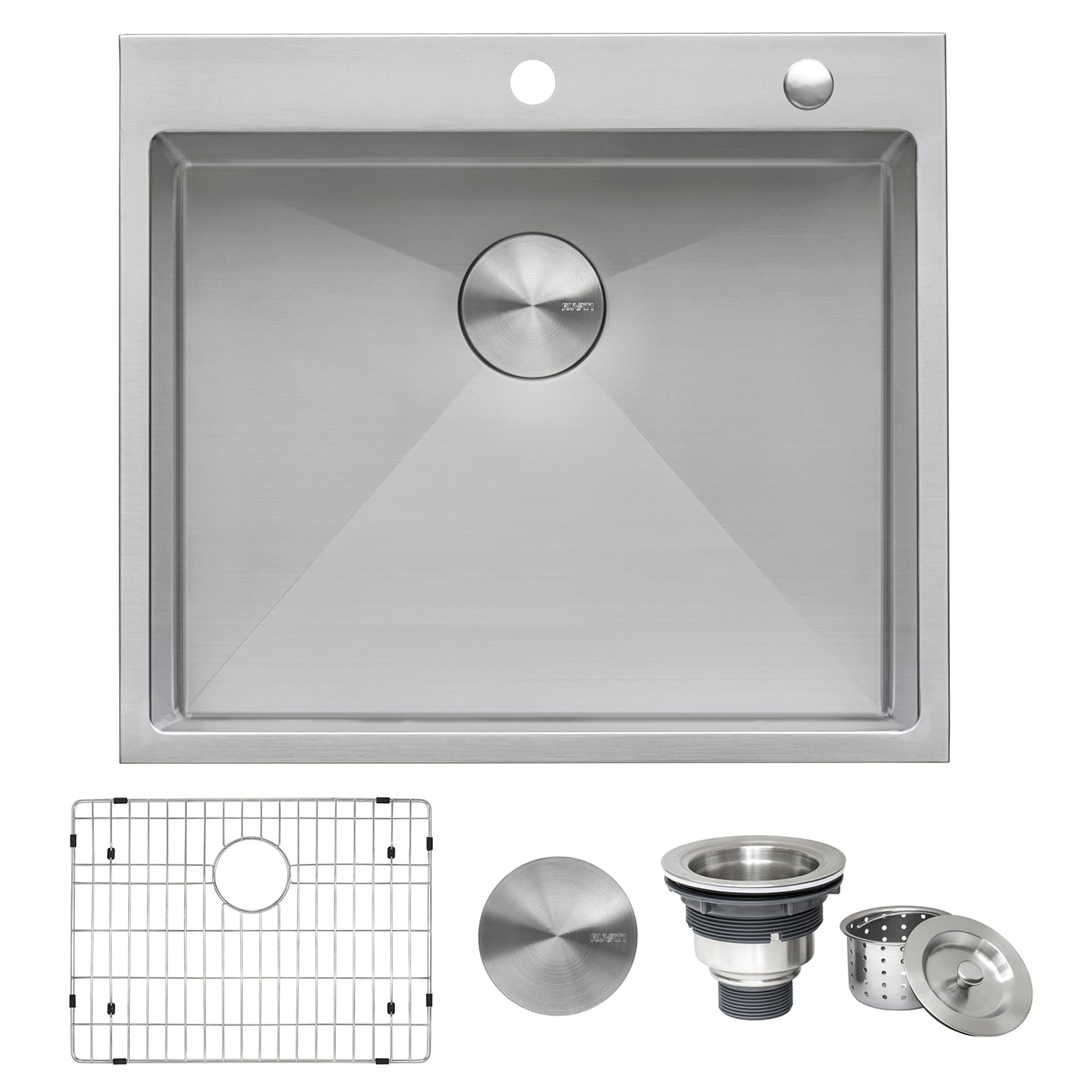 Ruvati 25 Inch Drop In Tight Radius Topmount 16 Gauge Stainless Steel Kitchen Sink Single Bowl Rvh8007 8 X 11