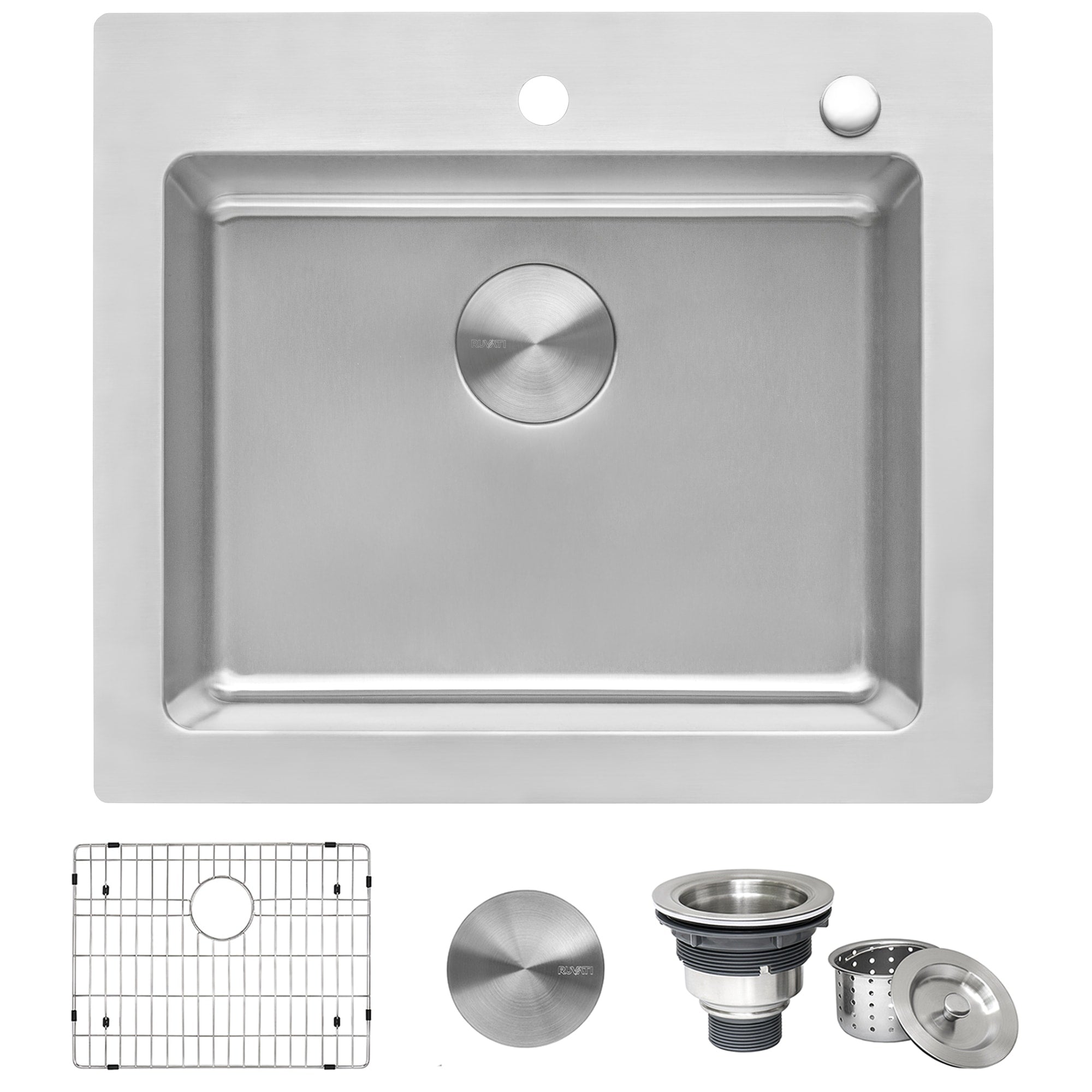 Ruvati 25 X 22 Inch Drop In Topmount Kitchen Sink 16 Gauge Stainless Steel Single Bowl Rvm5025 8 X 11