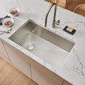 Ruvati 27 Inch Slope Bottom Offset Drain Undermount Kitchen Sink Single Bowl Stainless Steel Rvh7470 8 X 11