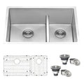 Ruvati 28 Inch Low Divide Undermount Tight Radius 60 40 Double Bowl 16 Gauge Stainless Steel Kitchen Sink Rvh7255