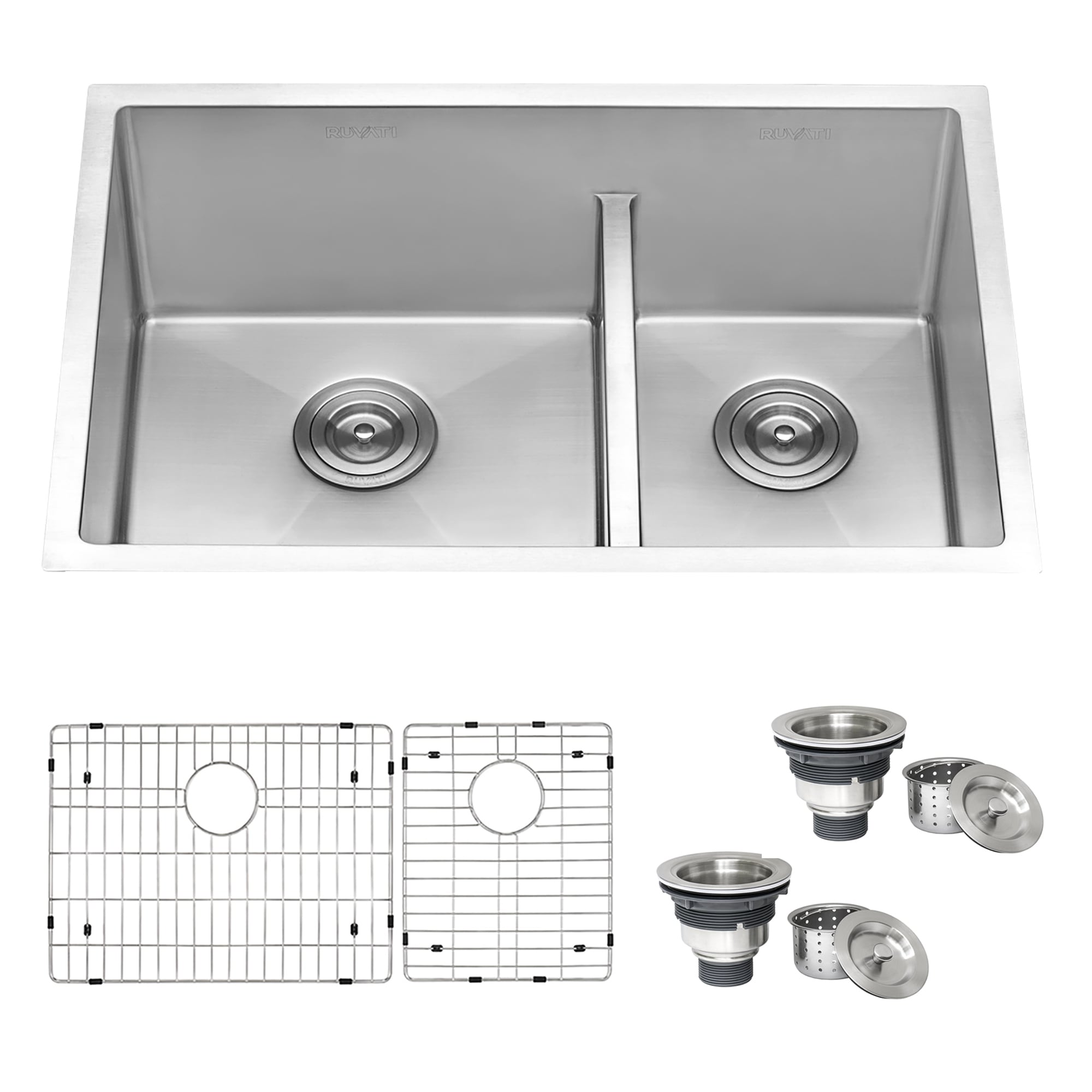 Ruvati 28 Inch Low Divide Undermount Tight Radius 60 40 Double Bowl 16 Gauge Stainless Steel Kitchen Sink Rvh7255