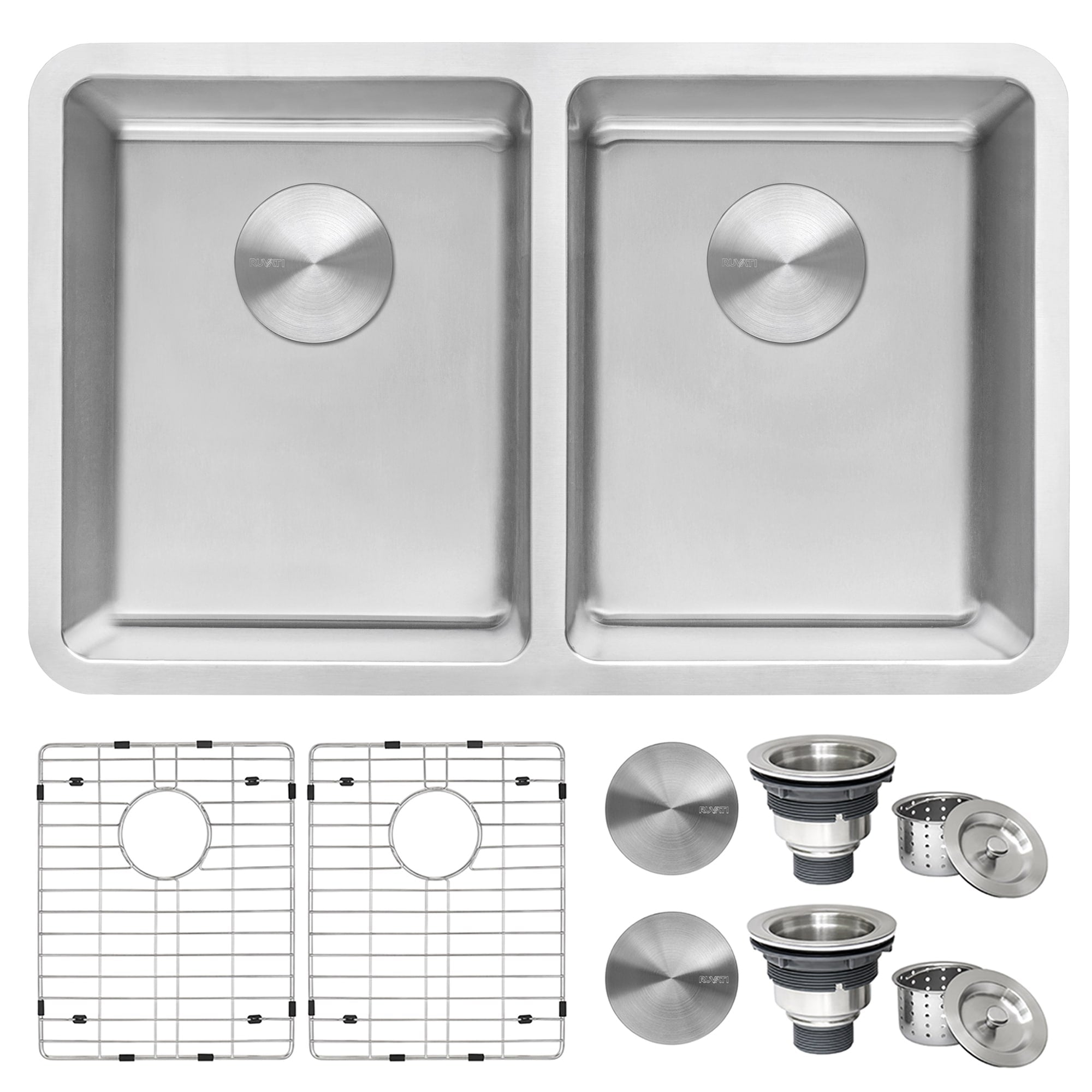 Ruvati 28 Inch Undermount Kitchen Sink 50 50 Double Bowl 16 Gauge Stainless Steel Rvm5077 8 X 11