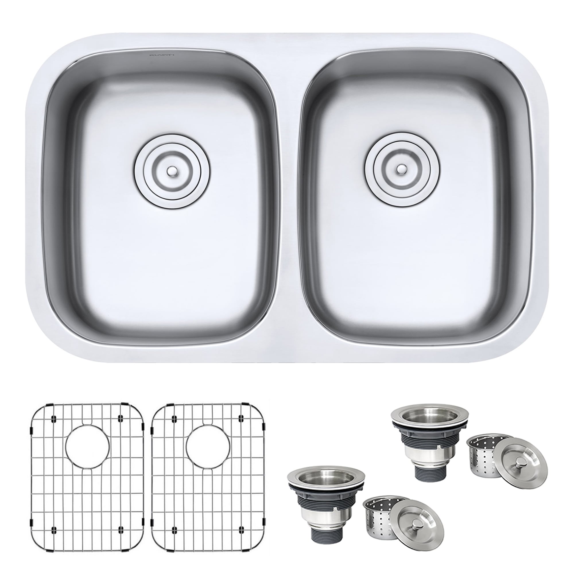 Ruvati 29 Inch Undermount 50 50 Double Bowl 16 Gauge Stainless Steel Kitchen Sink Rvm4301