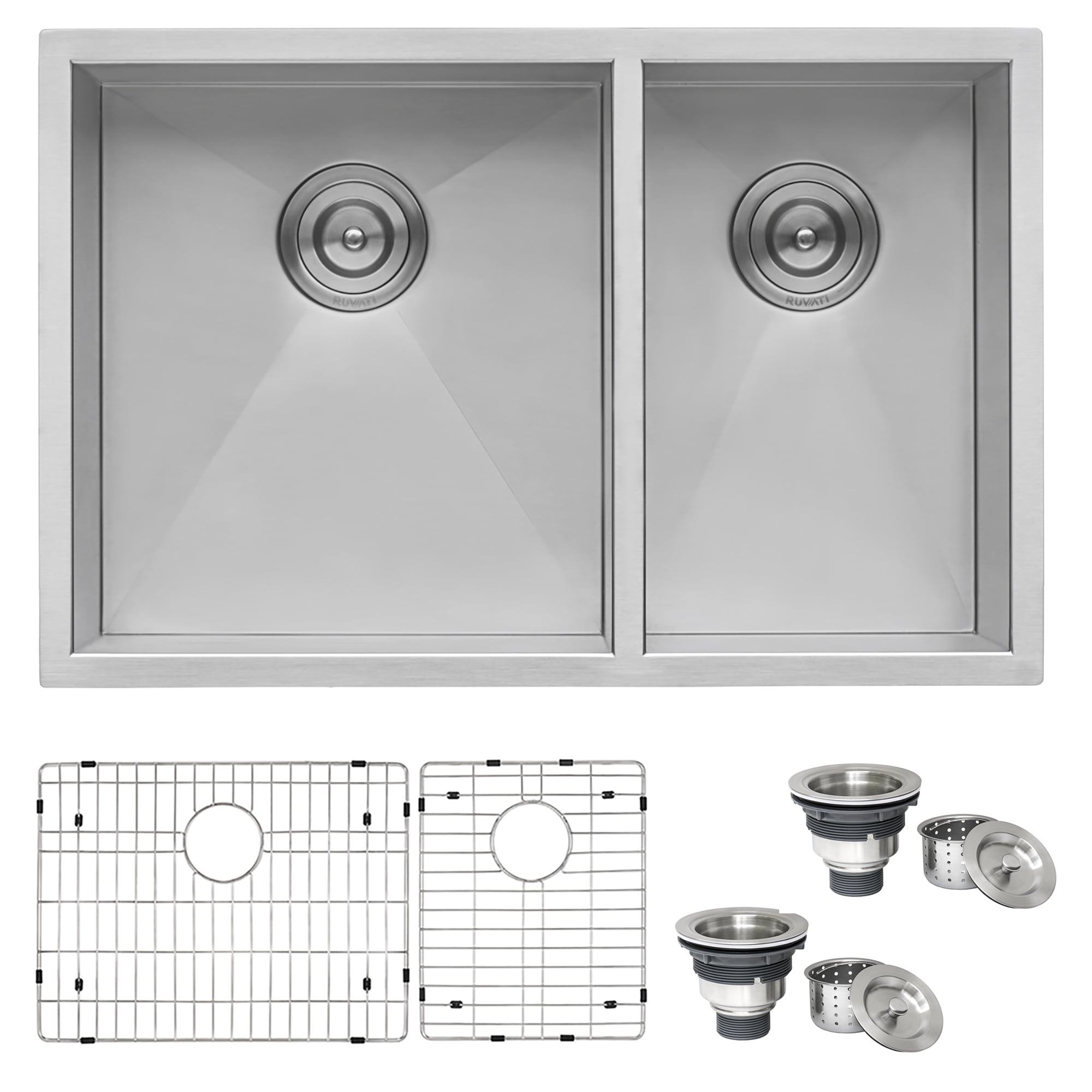 Ruvati 29 Inch Undermount 60 40 Double Bowl Zero Radius 16 Gauge Stainless Steel Kitchen Sink Rvh7200