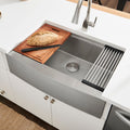 Ruvati 30 Inch Apron Front Workstation Farmhouse Kitchen Sink 16 Gauge Stainless Steel Single Bowl Rvh9100