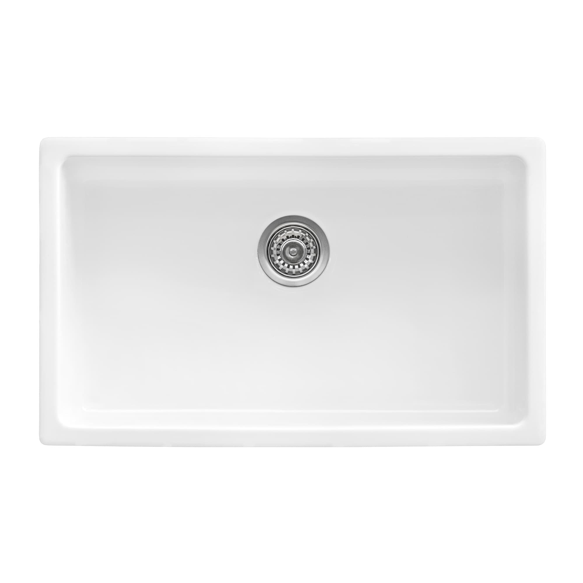 Ruvati 30 Inch Fireclay Undermount Drop In Topmount Kitchen Sink Single Bowl White Rvl3030Wh