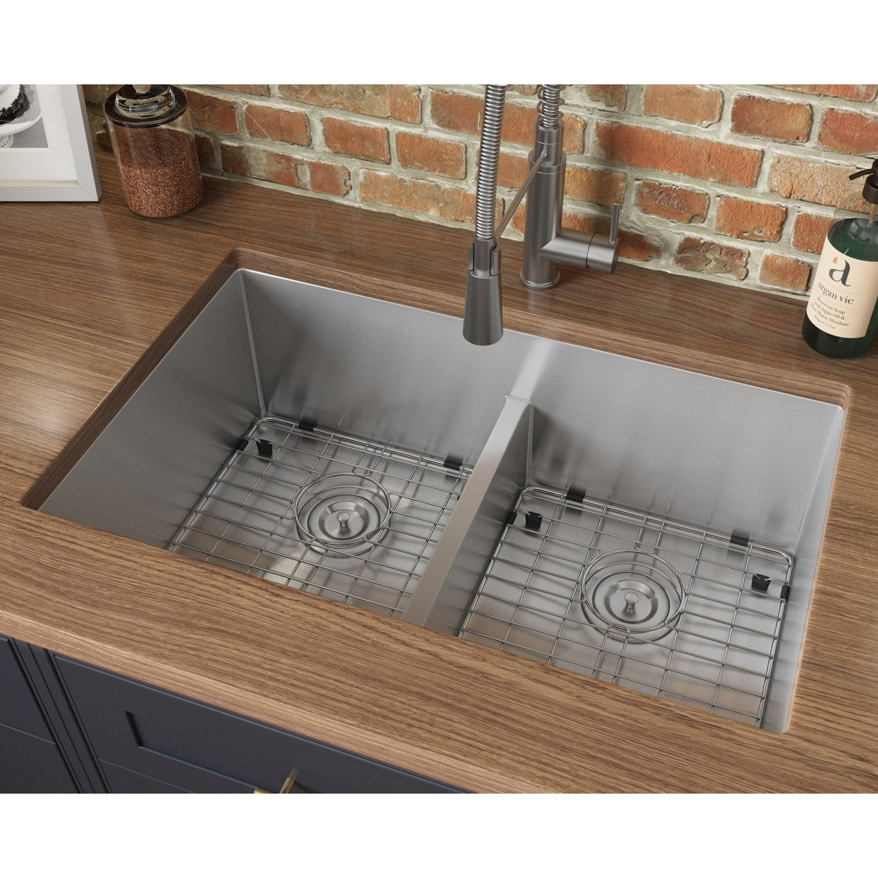 Ruvati Low Divide Undermount Tight Radius 50 50 Double Bowl Stainless Steel Kitchen Sink