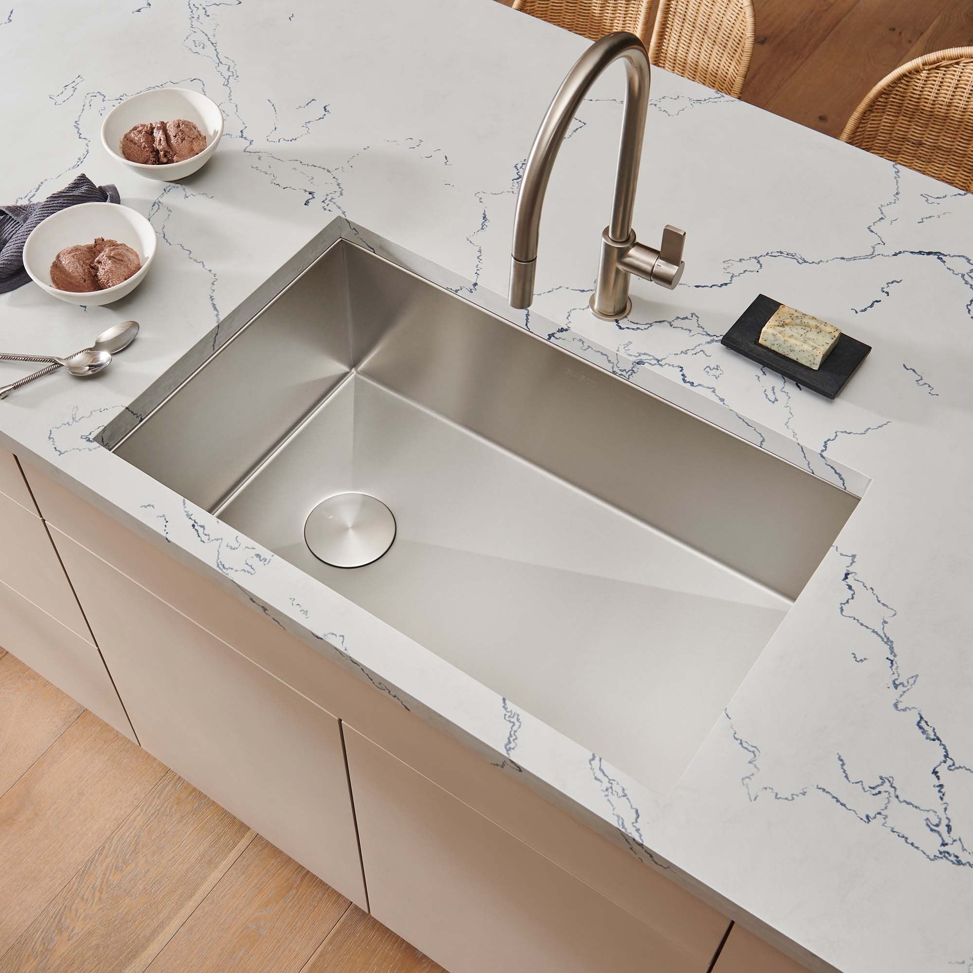 Ruvati 30 Inch Slope Bottom Offset Drain Undermount Kitchen Sink Single Bowl Stainless Steel Rvh7480 8 X 11