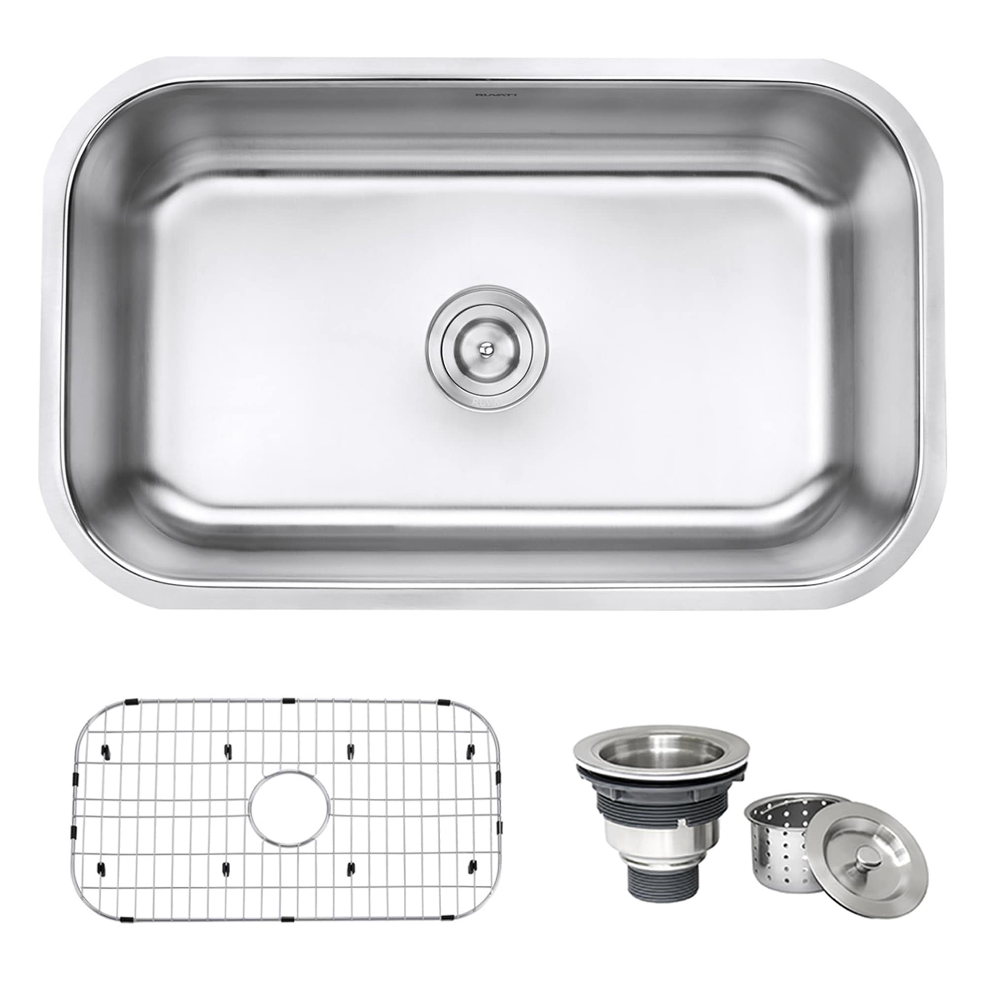 Ruvati Rvm4250 Stainless Steel 30 Inch 16 Gauge Undermount Single Bowl Kitchen Sink
