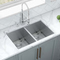 Ruvati 30 Inch Undermount 50 50 Double Bowl Zero Radius 16 Gauge Stainless Steel Kitchen Sink Rvh7350