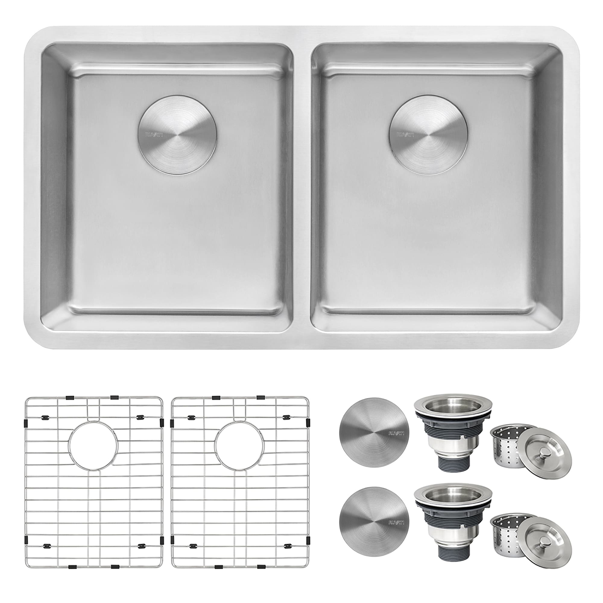 Ruvati 31 Inch Undermount Kitchen Sink 50 50 Double Bowl 16 Gauge Stainless Steel Rvm5099 8 X 11