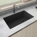 Ruvati 31 X 19 Inch Epigranite Undermount Granite Composite Single Bowl Kitchen Sink Midnight Black Rvg2033