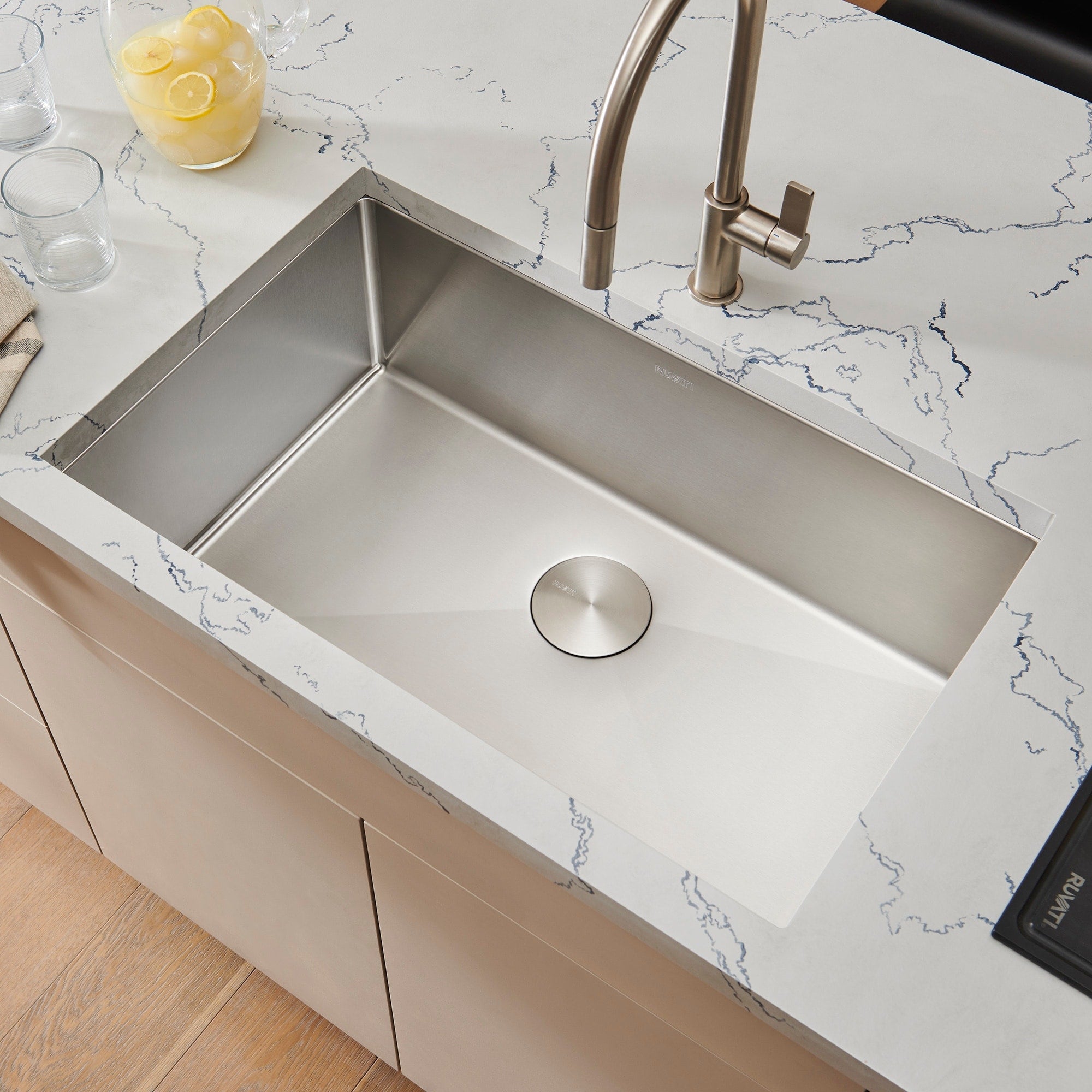 Ruvati 32 Inch Undermount 16 Gauge Tight Radius Kitchen Sink Stainless Steel Single Bowl Rvh7400