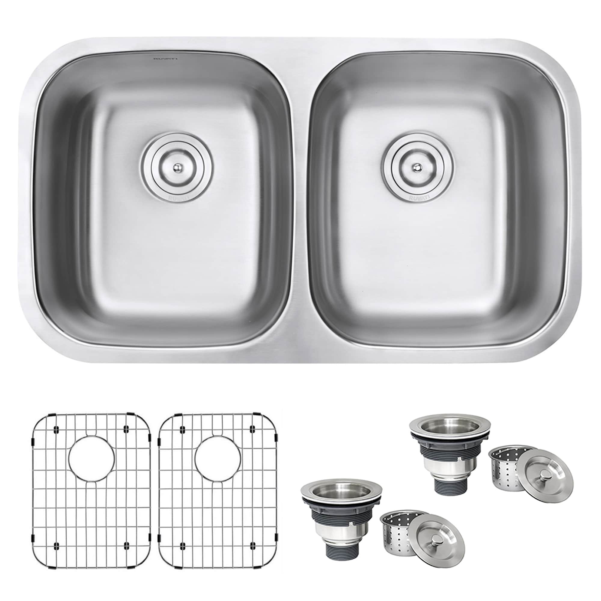 Ruvati 32 Inch Undermount 50 50 Double Bowl 16 Gauge Stainless Steel Kitchen Sink Rvm4300