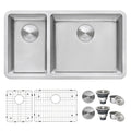 Ruvati 32 Inch Undermount Kitchen Sink 30 70 Double Bowl 16 Gauge Stainless Steel Rvm5307 8 X 11