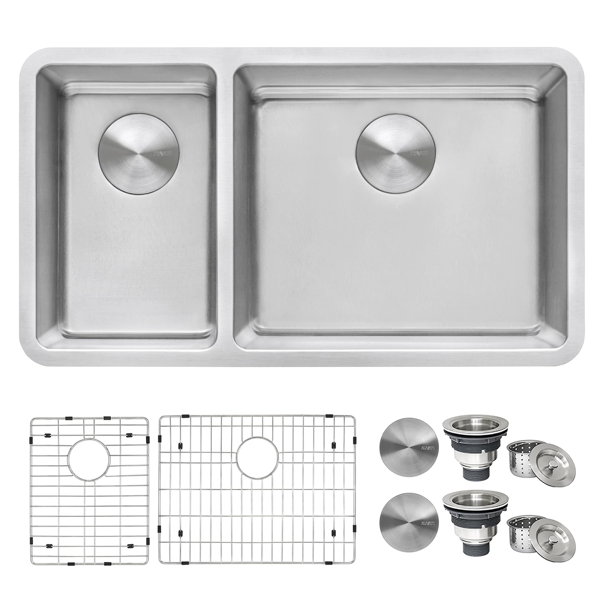 Ruvati 32 Inch Undermount Kitchen Sink 30 70 Double Bowl 16 Gauge Stainless Steel Rvm5307 8 X 11