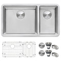 Ruvati 32 Inch Undermount Kitchen Sink 70 30 Double Bowl 16 Gauge Stainless Steel Rvm5300 8 X 11