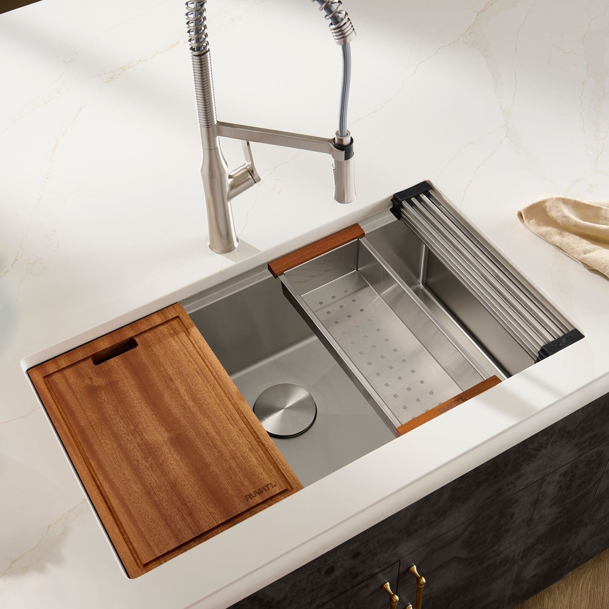 Ruvati 32 Inch Workstation Ledge Undermount 16 Gauge Stainless Steel Kitchen Sink Single Bowl Rvh8301