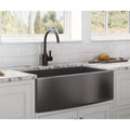 Ruvati 33 Inch Apron Front Farmhouse Kitchen Sink Gunmetal Black Matte Stainless Steel Single Bowl Rvh9733Bl