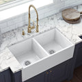 Ruvati 33 X 18 Inch Fireclay Farmhouse Apron Front Kitchen Sink Double Bowl White Rvl2311Wh