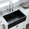 Ruvati 33 X 20 Inch Fireclay Reversible Farmhouse Apron Front Kitchen Sink Single Bowl Gloss Black Rvl2300Bk