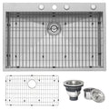 Ruvati Rvh8001 16 Gauge Zero Radius Stainless Steel 33 Inch X 22 Inch Drop In Topmount Single Bowl Kitchen Sink