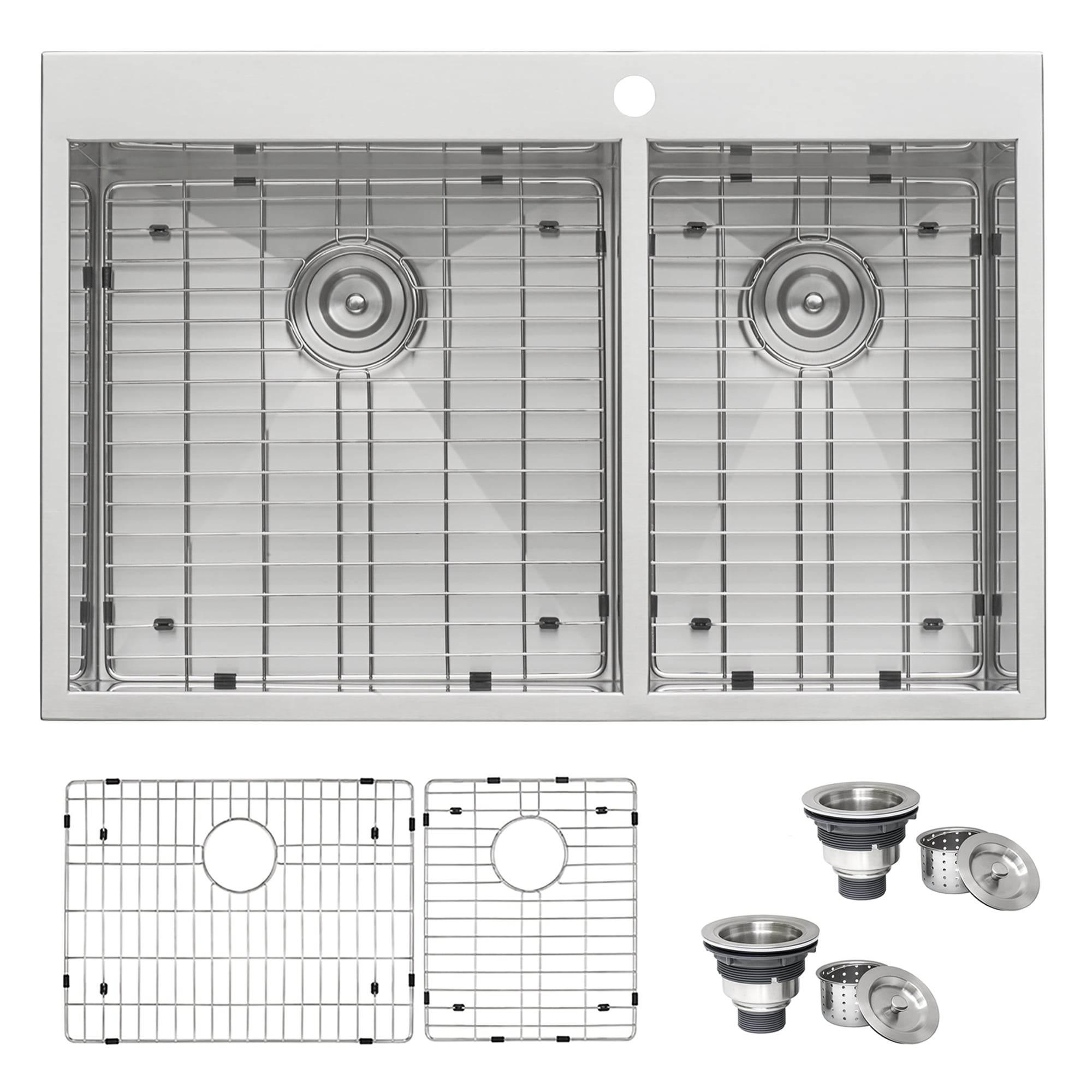 Ruvati 33 X 22 Inch Drop In Topmount 60 40 Double Bowl 16 Gauge Zero Radius Stainless Steel Kitchen Sink Rvh8050
