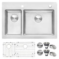 Ruvati 33 X 22 Inch Drop In Topmount Kitchen Sink 16 Gauge Stainless Steel 30 70 Double Bowl Rvm5176 8 X 11