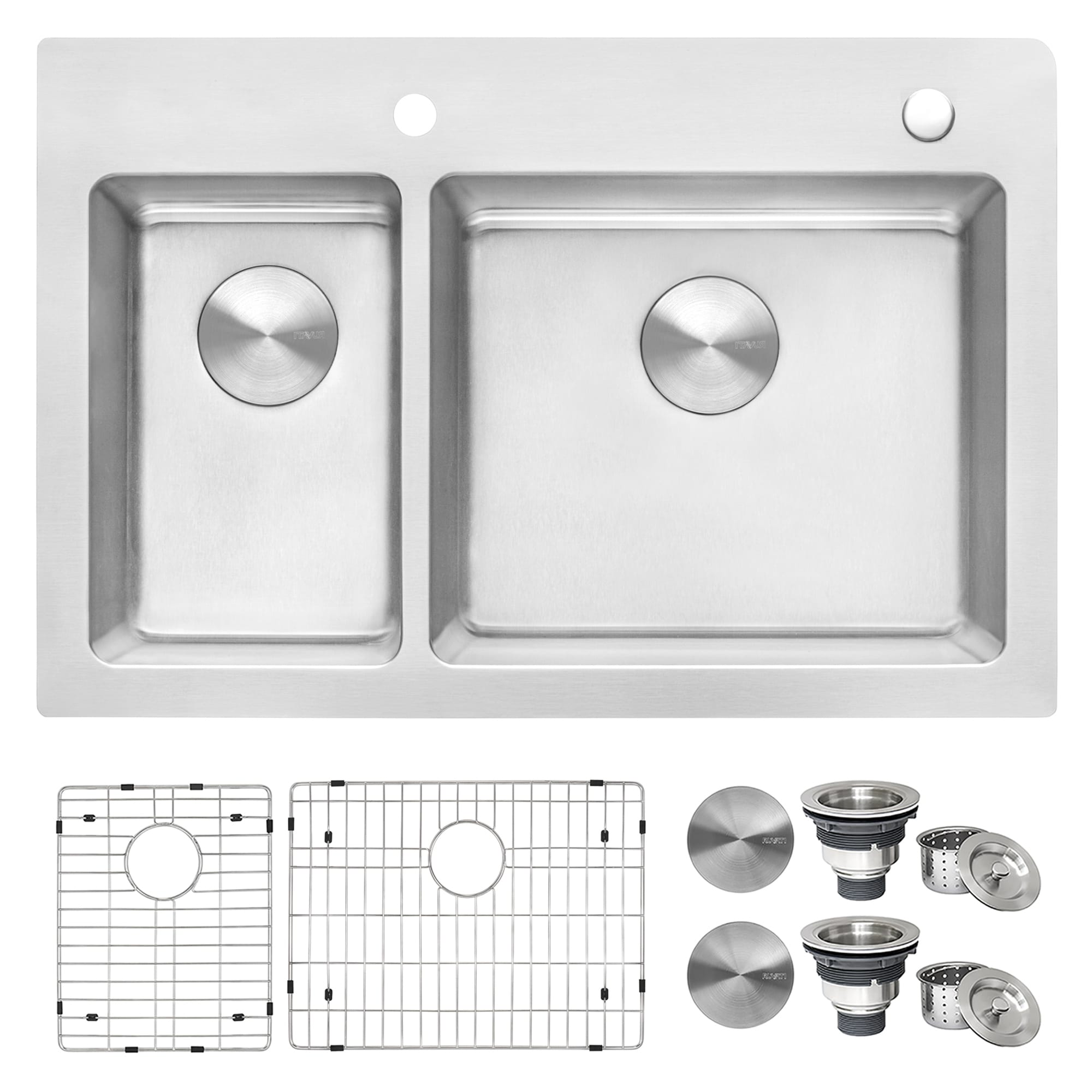 Ruvati 33 X 22 Inch Drop In Topmount Kitchen Sink 16 Gauge Stainless Steel 30 70 Double Bowl Rvm5176 8 X 11