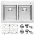 Ruvati 33 X 22 Inch Drop In Topmount Kitchen Sink 16 Gauge Stainless Steel 50 50 Double Bowl Rvm5150 8 X 11
