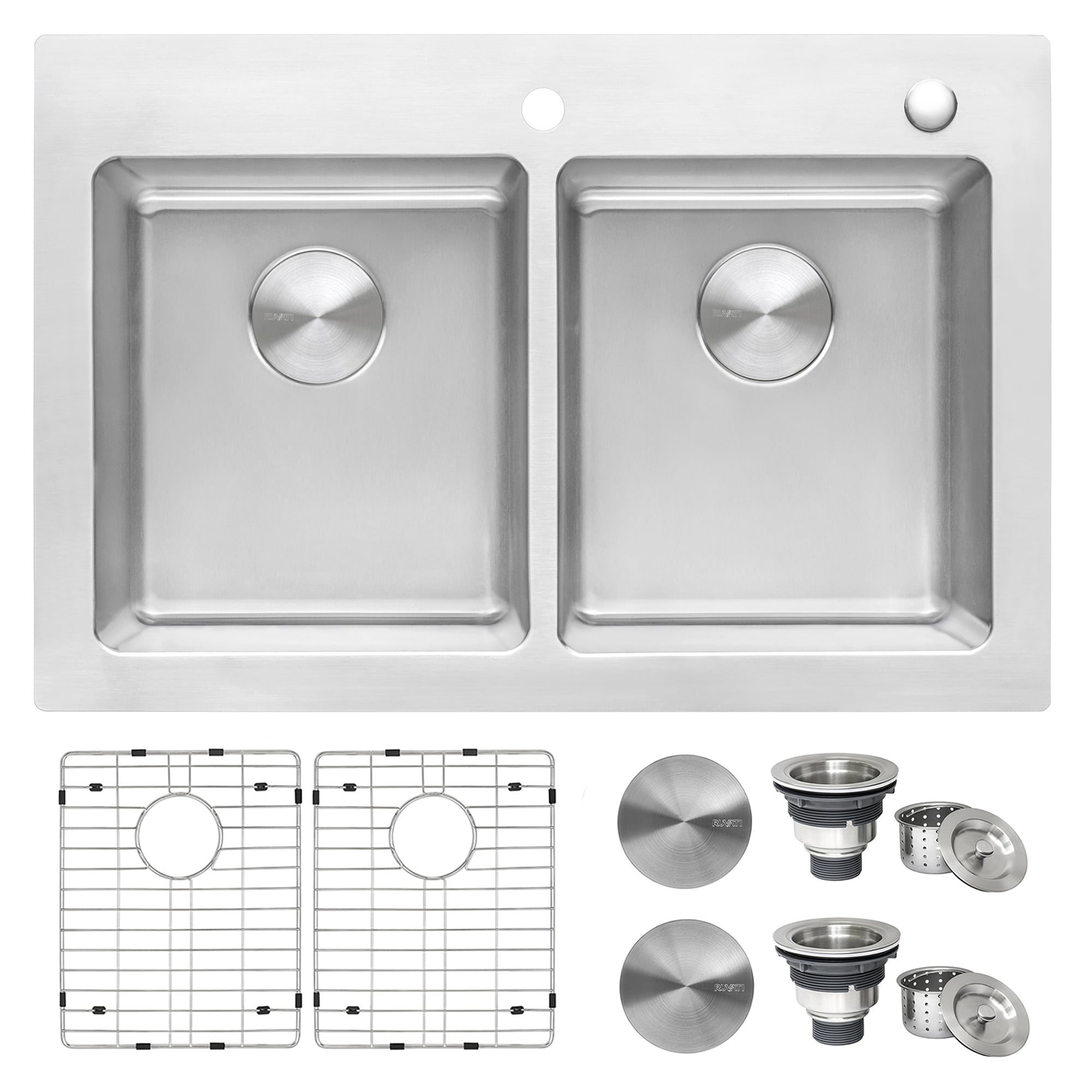 Ruvati 33 X 22 Inch Drop In Topmount Kitchen Sink 16 Gauge Stainless Steel 50 50 Double Bowl Rvm5150 8 X 11