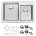 Ruvati 33 X 22 Inch Drop In Topmount Kitchen Sink 16 Gauge Stainless Steel 60 40 Double Bowl Rvm5166 8 X 11