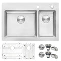 Ruvati 33 X 22 Inch Drop In Topmount Kitchen Sink 16 Gauge Stainless Steel 70 30 Double Bowl Rvm5173 8 X 11