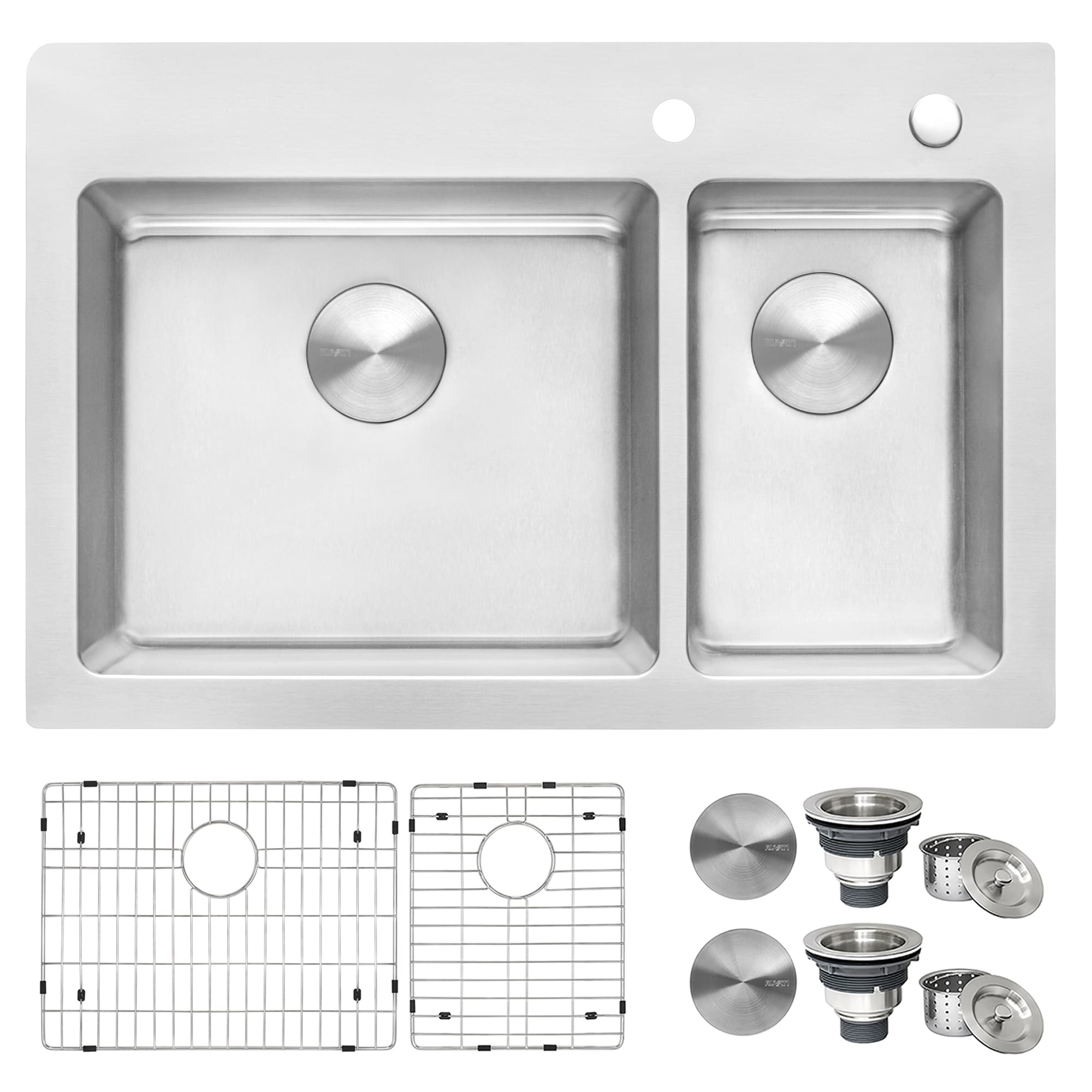 Ruvati 33 X 22 Inch Drop In Topmount Kitchen Sink 16 Gauge Stainless Steel 70 30 Double Bowl Rvm5173 8 X 11