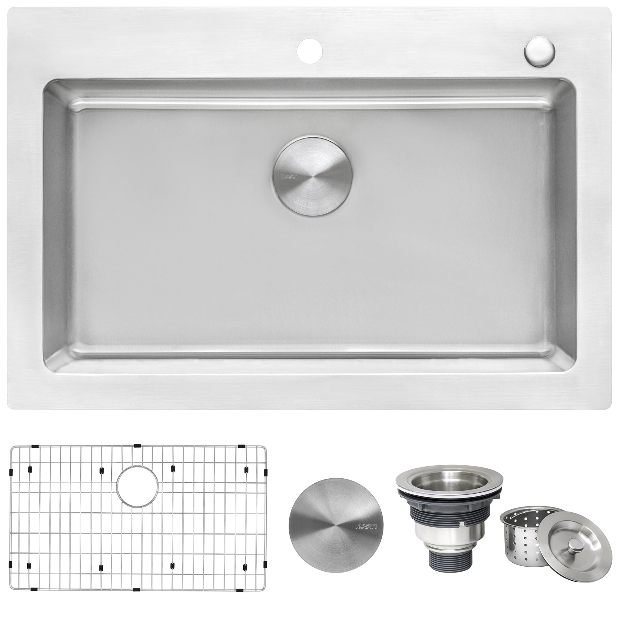 Ruvati 33 X 22 Inch Drop In Topmount Kitchen Sink 16 Gauge Stainless Steel Single Bowl Rvm5001 8 X 11