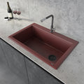 Ruvati 33 X 22 Inch Granite Composite Drop In Topmount Single Bowl Kitchen Sink Carnelian Red Rvg1033Rd