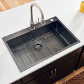 Ruvati 33 X 22 Inch Gunmetal Black Stainless Steel Drop In Topmount Kitchen Sink 16 Gauge Single Bowl Rvh5005Bl